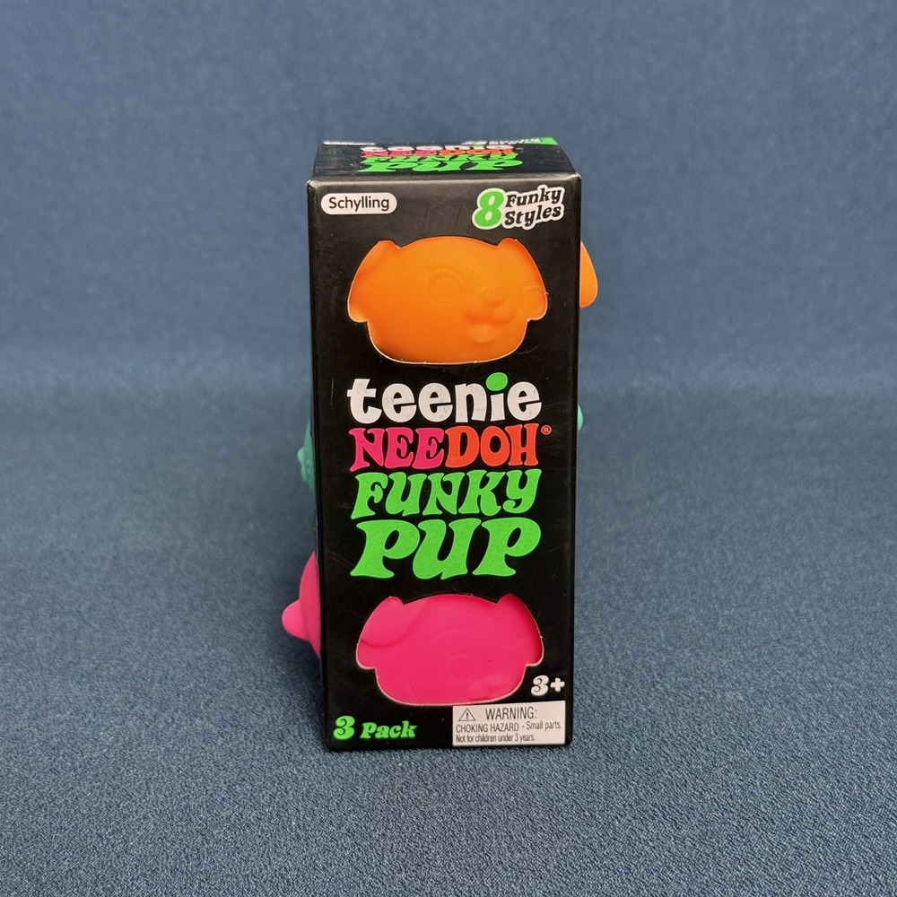 NeeDoh Teenie Funky Pups 3 Pack Neon Squishy Stress Toy Schylling FPTND